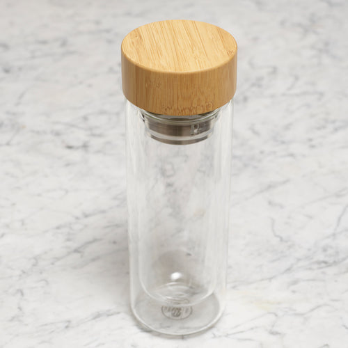To Go Bottle - Double-walled Glass with stainless steel strainer / 270 ml