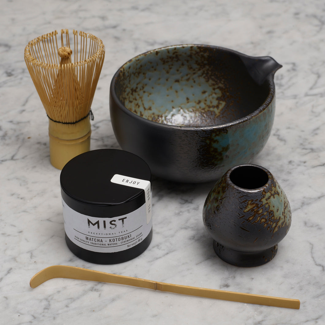 Complete Matcha Set (incl Matcha tea) - Brown with spout