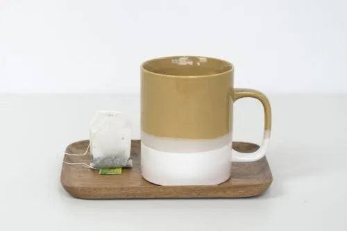 Cup Mustard-White with handle 350 ml